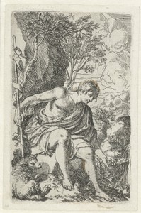 Johannes de Doper water drinkend