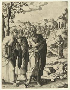 Johannes de Doper wijst zijn leerlingen op Christus