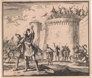 Johannes Hyrcanus bedekt zijn gelaat tijdens de belegering van Dagon