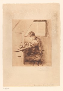 Jonge graveur aan het werk