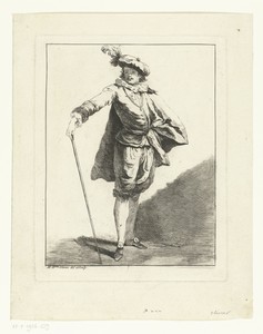 Jonge man met baret en stok