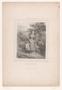 Jonge vissersvrouw met klein kind aan de hand