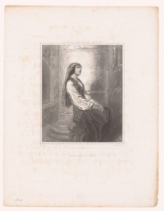 Jonge vrouw bidt in de kerk