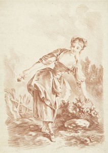 Jonge vrouw met bloemenmand