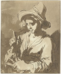 Jonge vrouw met waaier