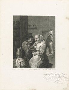 Jongeman en oude vrouw in een herberg