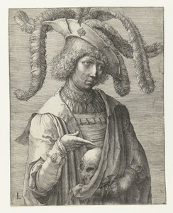 Jongeman met een schedel
