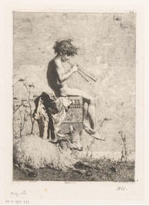 Jongen bespeelt de aulos