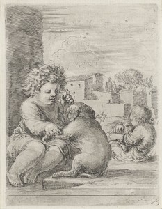 Jongen dresseert een hond