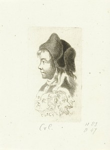 Jongen met steek op het hoofd en vier hoofden waaronder kop van sater