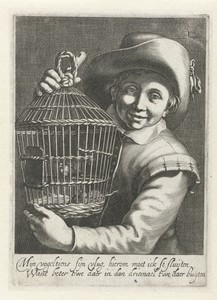Jongen met vogelkooi