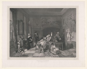 Jonggetrouwd stel in interieur met jagers