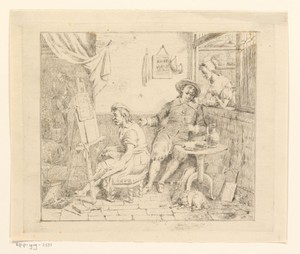 Joos van Craesbeeck en Adriaen brouwer in het atelier van Craesbeeck