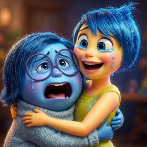 Joy and Sadness Embrace