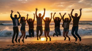 Joyful Beach Jump