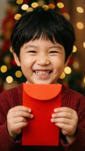 Joyful Child with Red Envelope