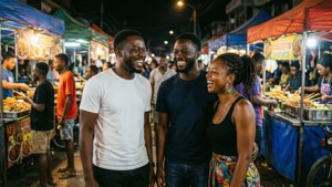 Joyful Night at Food Stalls