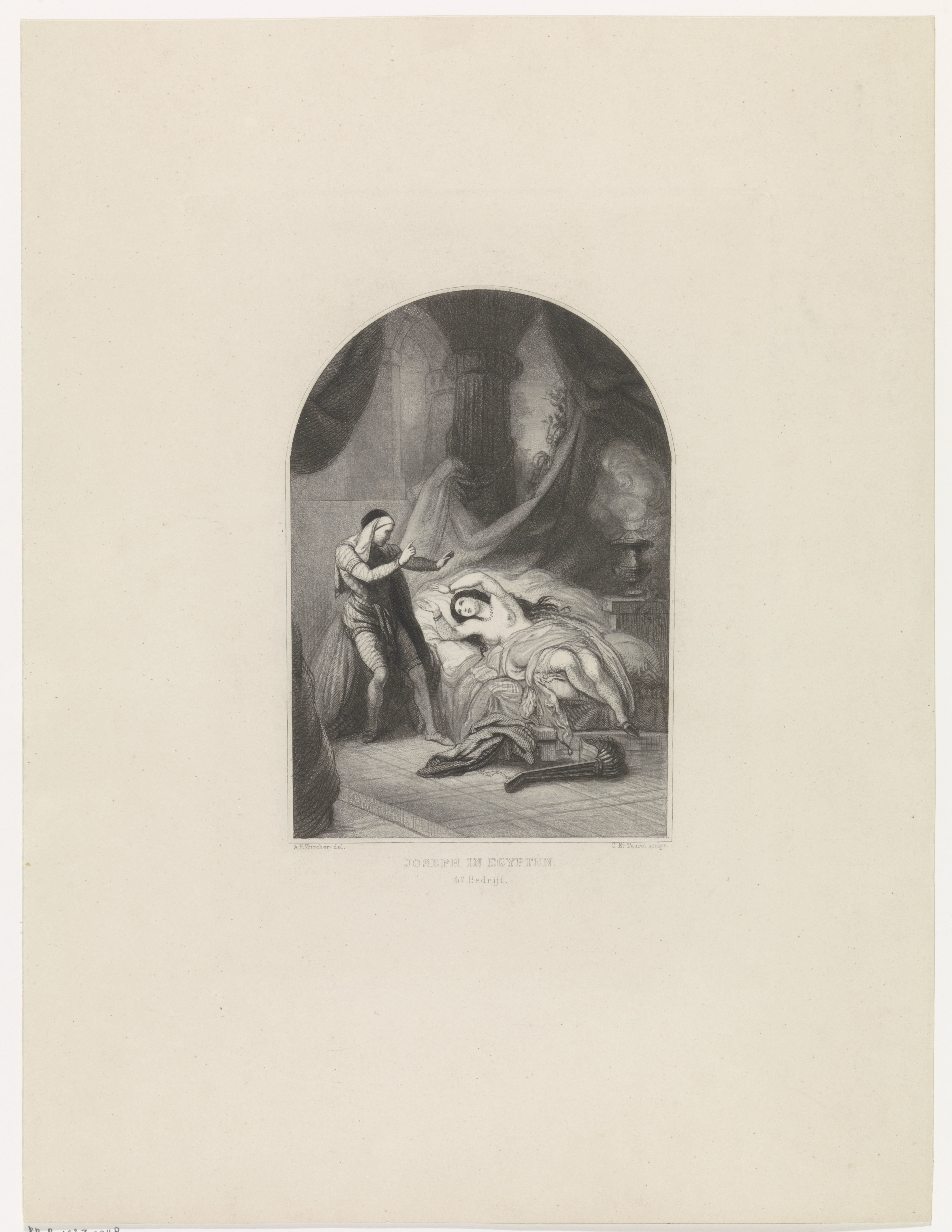 Jozef en de vrouw van Potifar by Edouard Taurel