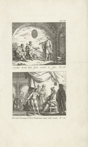 Jozef legt de dromen uit van de schenker en de bakker, en Jozef verklaart de dromen van de farao