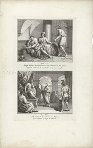 Jozef verklaart de droom van de schenker en bakker en
Jozef verklaart de droom van de farao