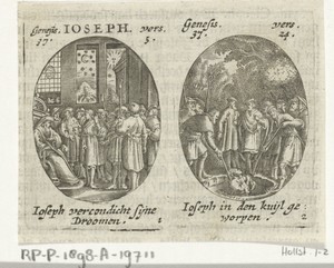 Jozef verkondigt zijn dromen / Josef wordt door zijn broers in put gegooid