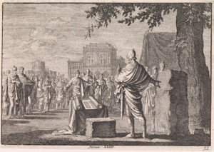 Jozua richt een gedenksteen op