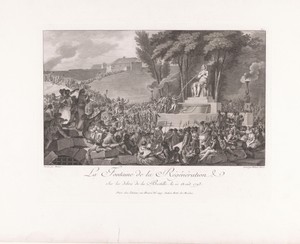 Jubileum van de bestorming van de Tuilerieën met mogelijk Marie-Jean Hérault de Séchelles bij de Fontaine de la Régénération