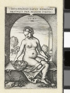 Judith met hoofd van Holofernes in raamopening