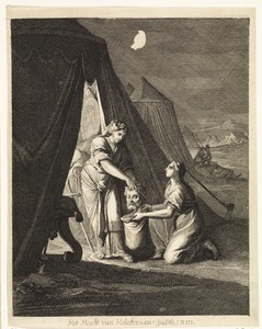 Judith stopt het hoofd van Holofernes in een zak