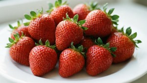 Juicy Strawberries on White