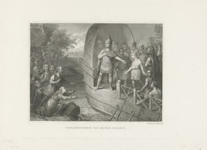 Julianus bezorgt de gegijzelde zoon terug bij de leider der Chamaven, ca. 350-363