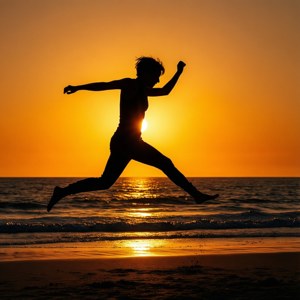 Jumping at Sunset Beach