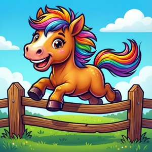 Jumping Cartoon Horse