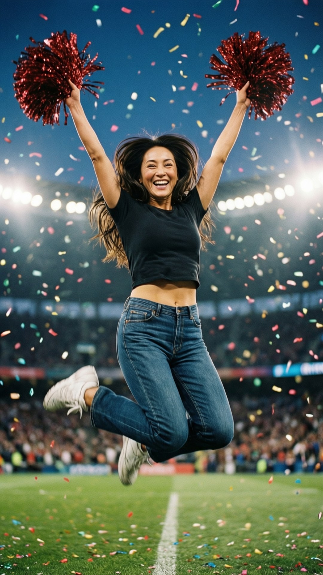 Jumping Cheer Mom by Wallpapers.art Studio