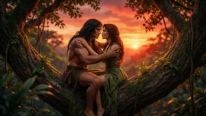 Jungle Sunset Embrace
