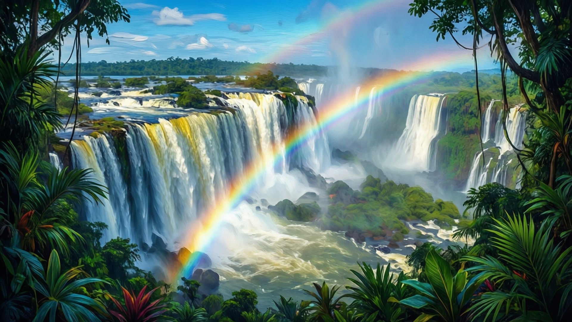 Jungle Waterfall Rainbow by Wallpapers.art Studio