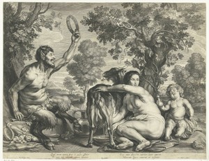 Jupiter als kind gevoed met melk van de geit Amalthea
