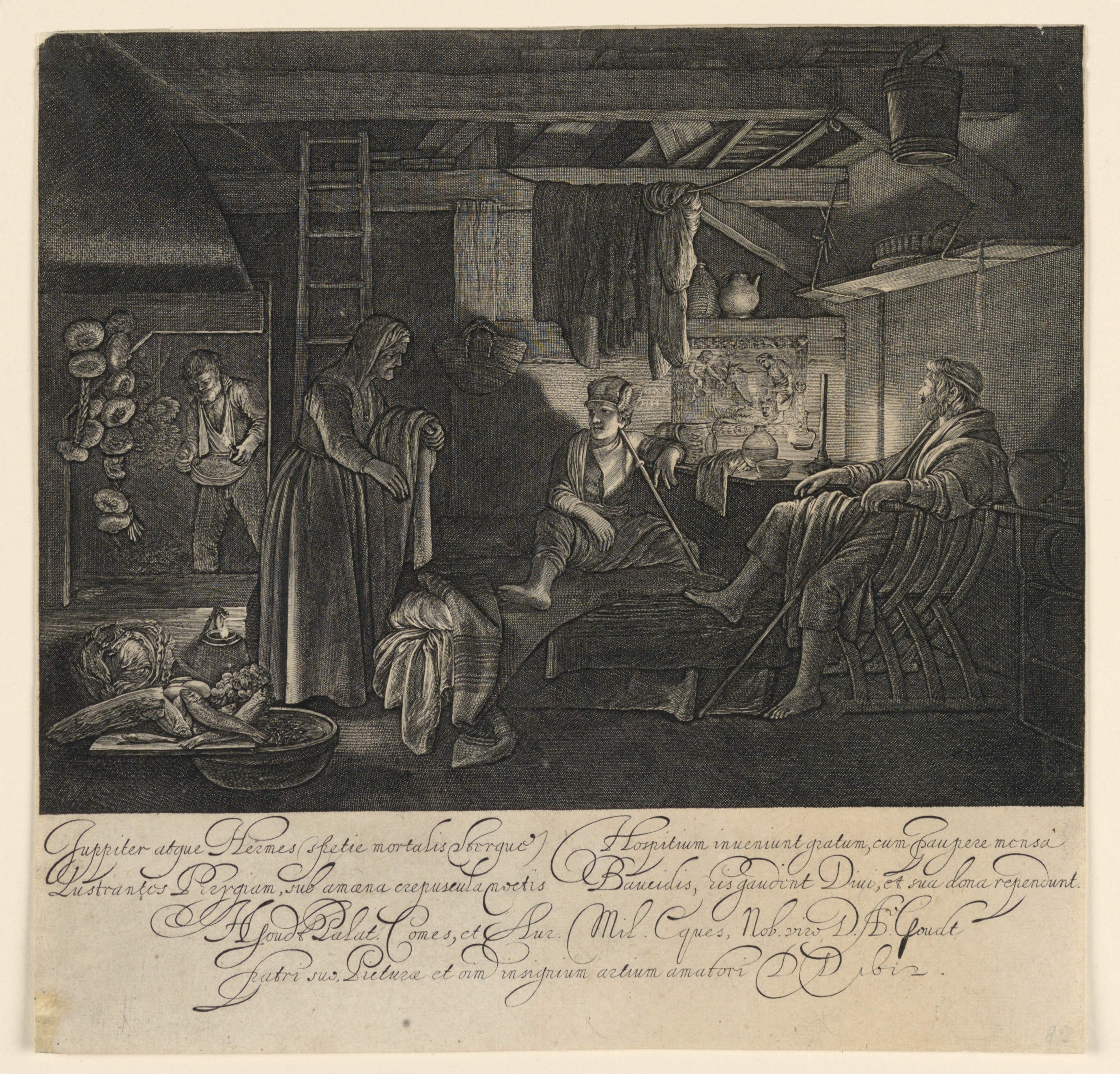 Jupiter and Mercury as Guests of Philemon and Baucis by Hendrick Goudt