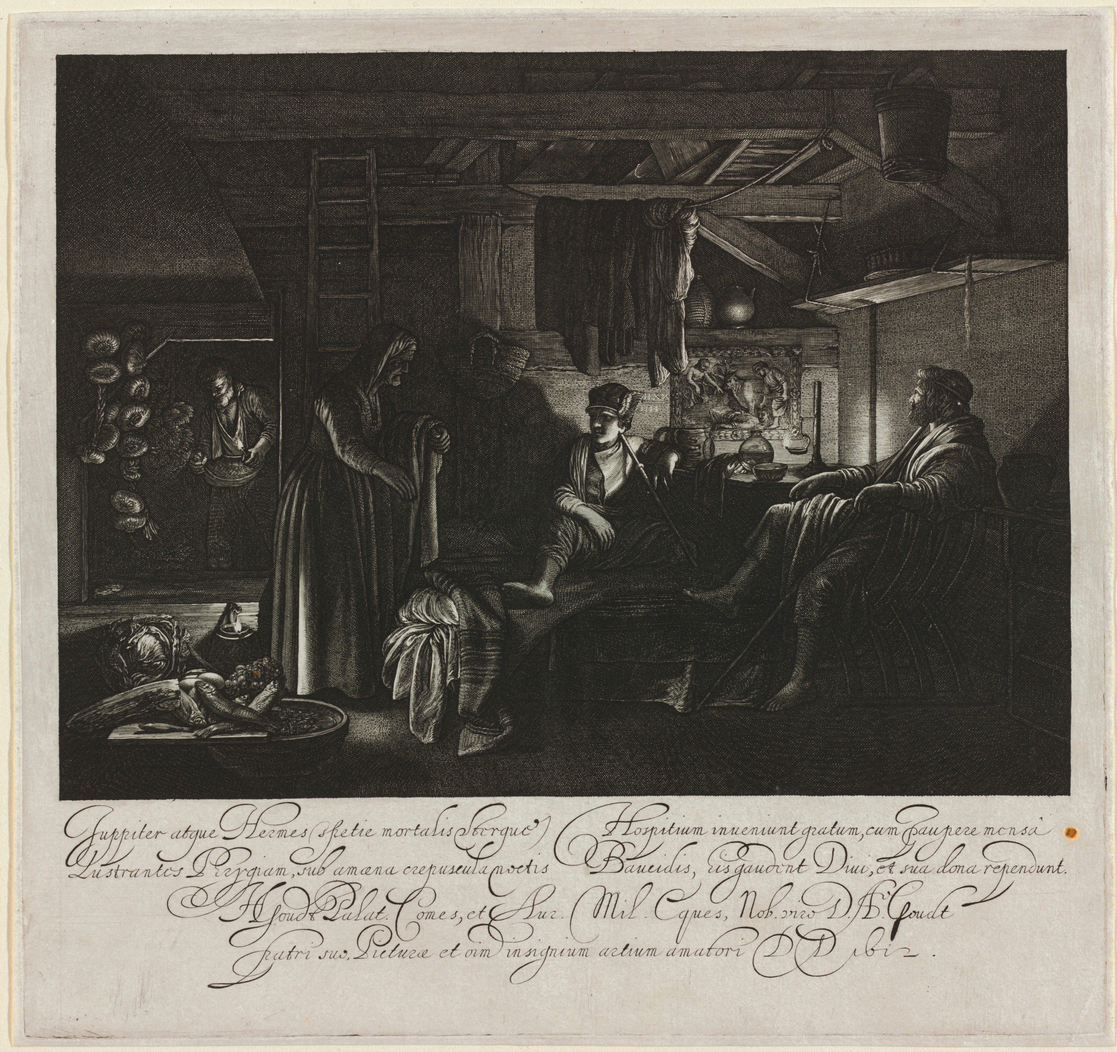 Jupiter and Mercury in the House of Philemon and Baucis by Hendrick Goudt