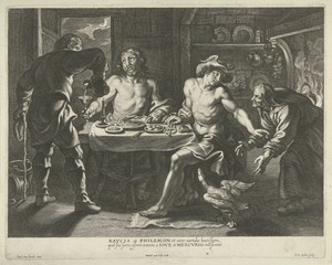 Jupiter en Mercurius in het huis van Philemon en Baucis