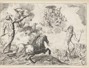 Jupiter, Neptunus en Pluto bieden hun kroon aan het wapen van kardinaal Scipione Borghese aan