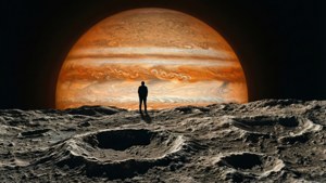 Jupiter Rising from Moon