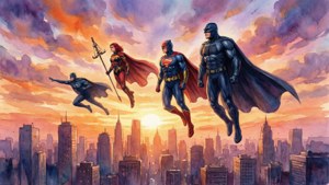Justice League Sunset Watercolor