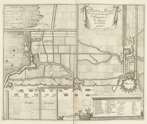 Kaart van de aanval van de Fransen op Hulst, 1702