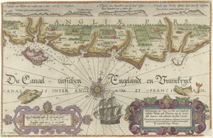 Kaart van de Engelse kust tussen de Isle of Wight en Dover
