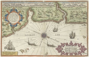 Kaart van de noordkust van Engeland bij Newcastle upon Tyne