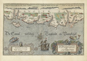Kaart van de Zuidengelse kust tussen de Isle of Wight en Dover