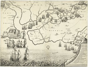 Kaart van monding van de Theems met de Tocht naar Chatham, 1667