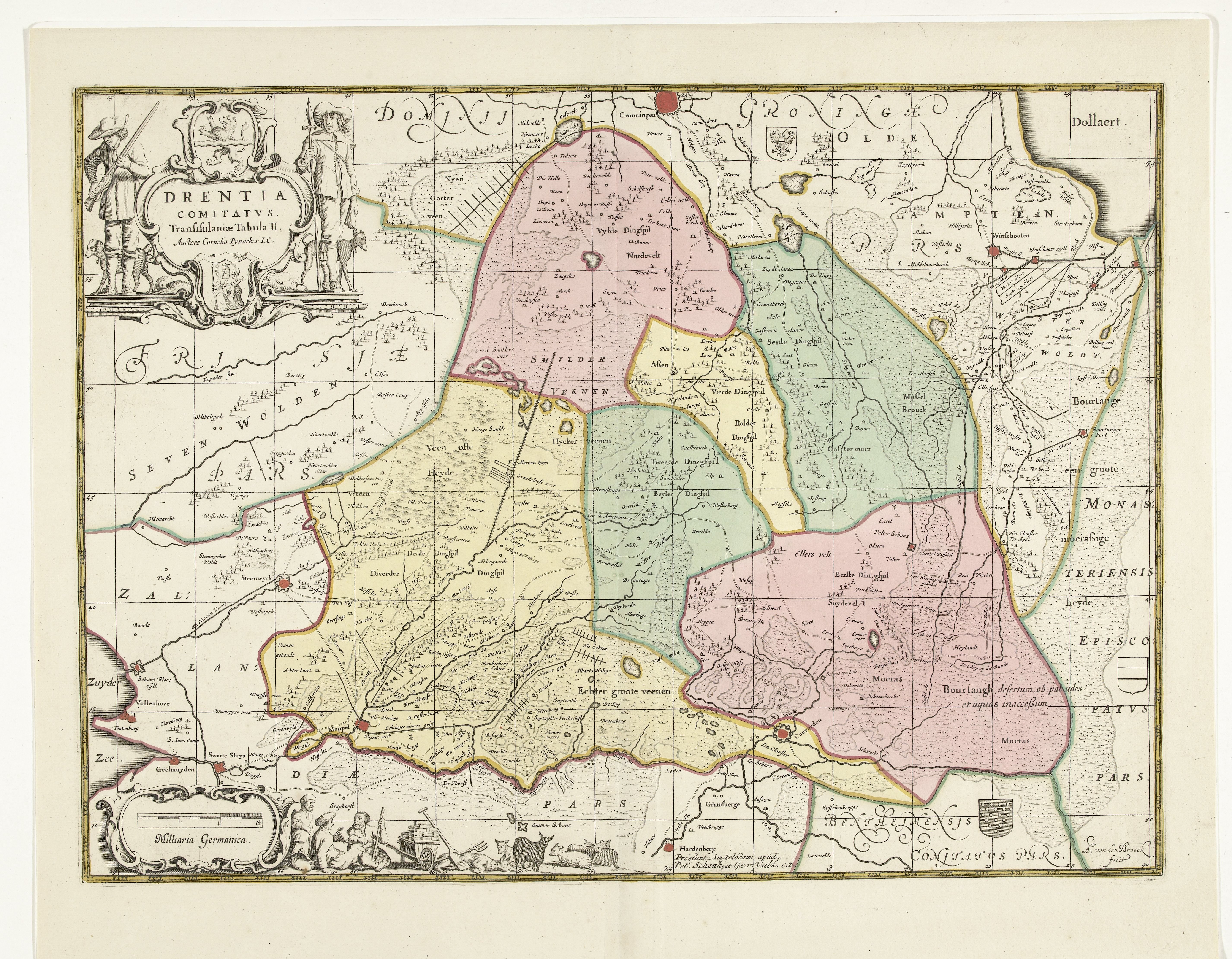 Kaart van provincie Drente by Abraham van den Broeck