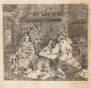 Kaartspelende en drinkende mannen in de keuken